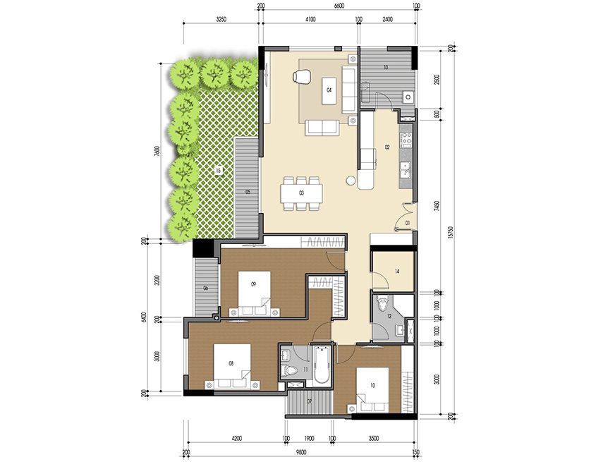 Căn hộ 3PN - 131.64m 2D