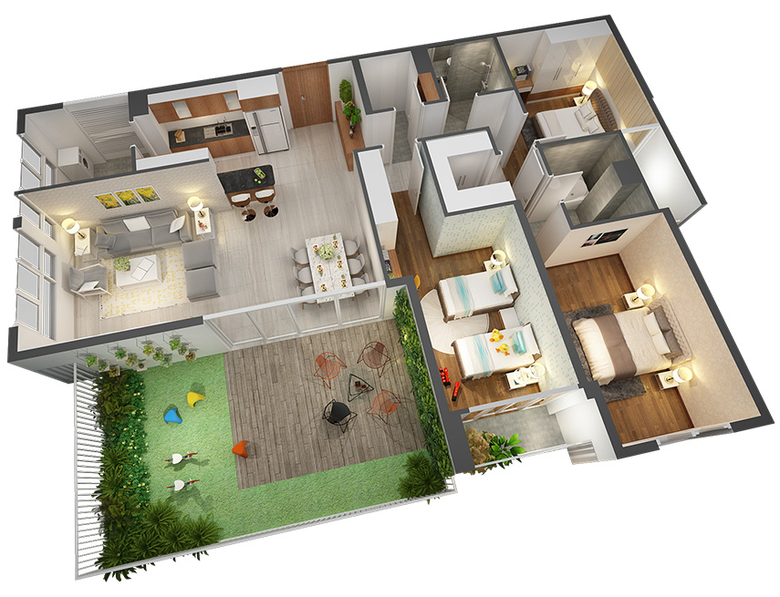 Căn hộ 3PN - 140.76m 3D