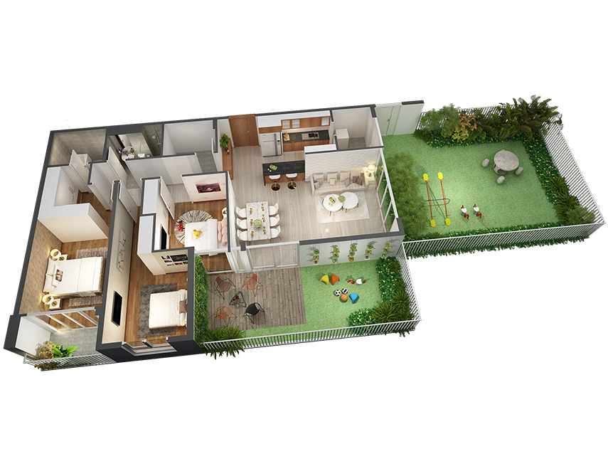 Căn hộ 3PN - 123.30m 3D