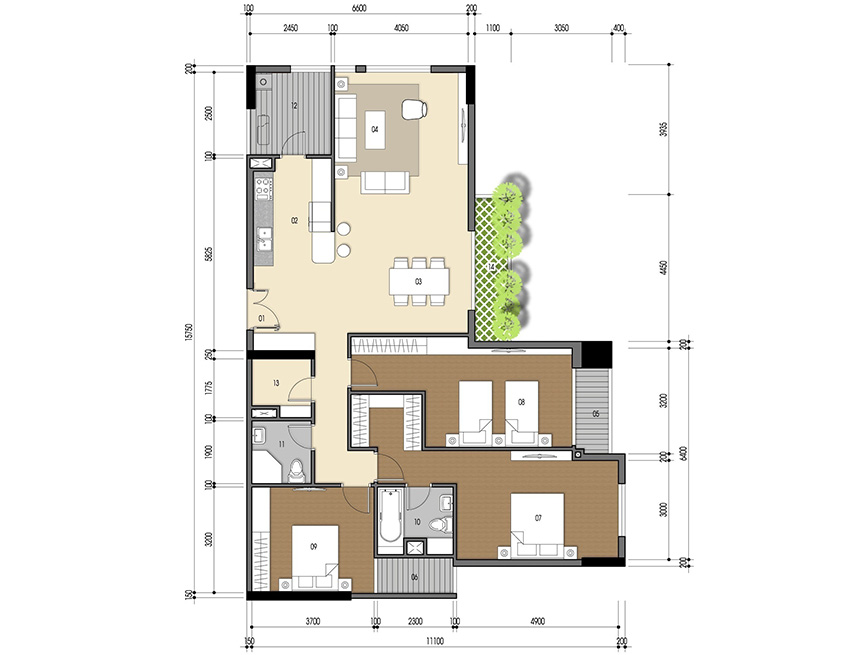 Căn hộ 3PN - 135.548m 2D