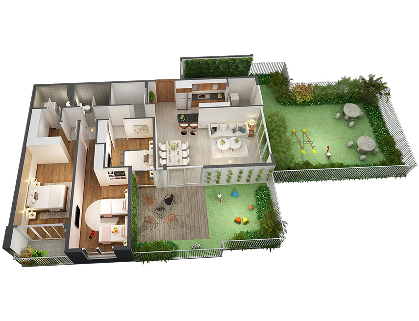 Căn hộ 3PN - 134.34m 3D