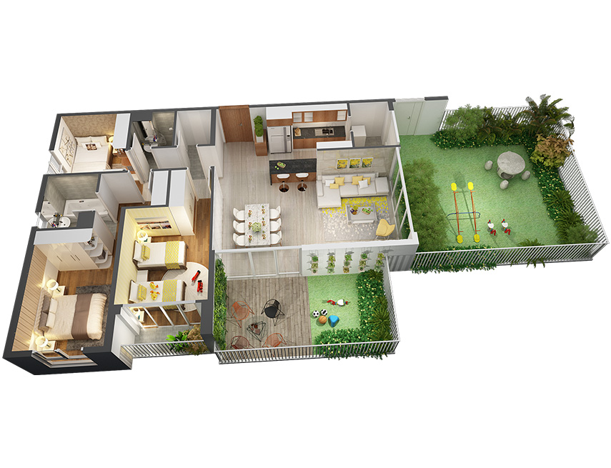 Căn hộ 3PN - 115.28m 3D