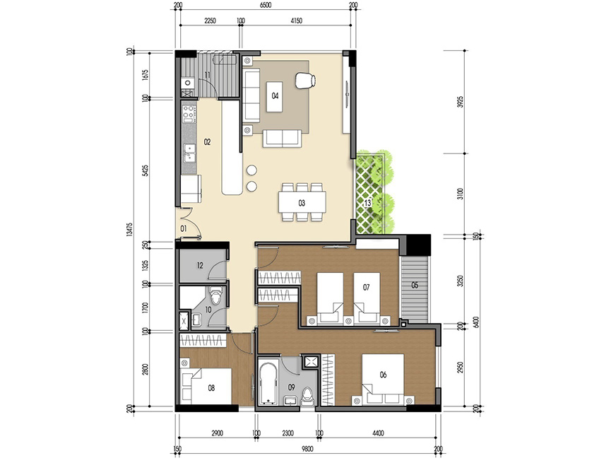 Căn hộ 3PN - 111.44m 2D