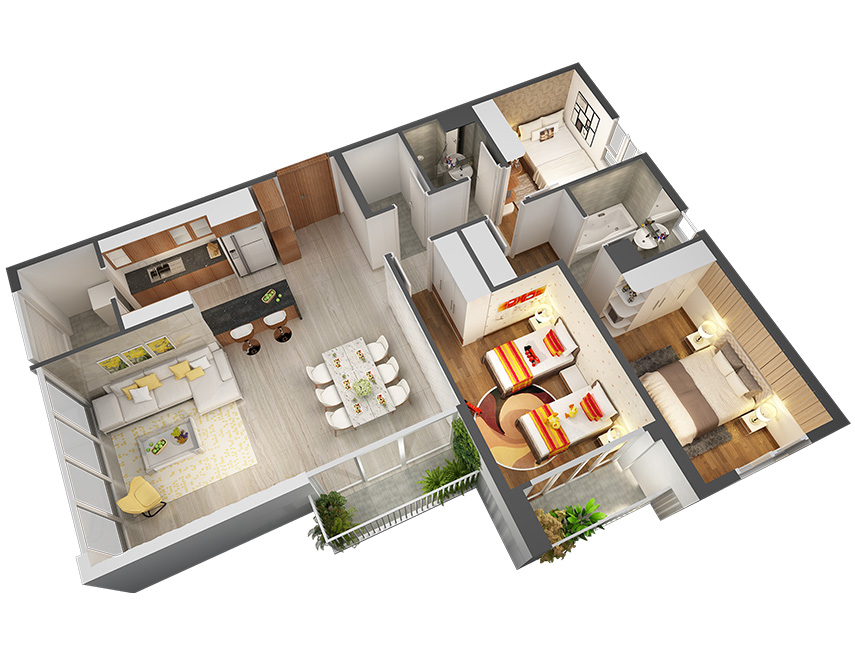 Căn hộ 3PN - 111.44m 3D
