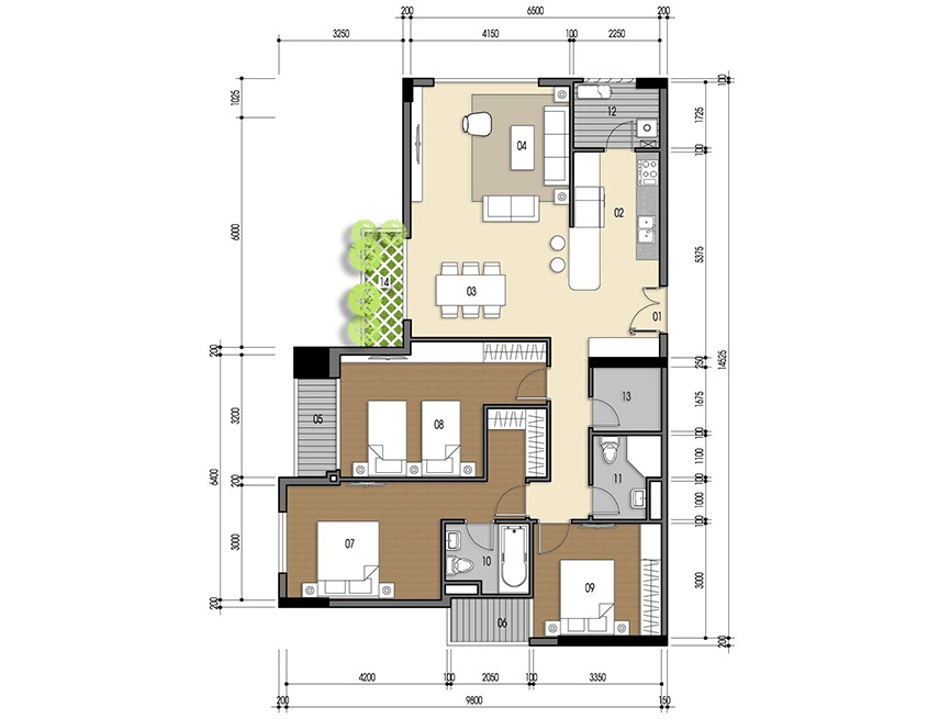 Căn hộ 3PN - 117.72m 2D