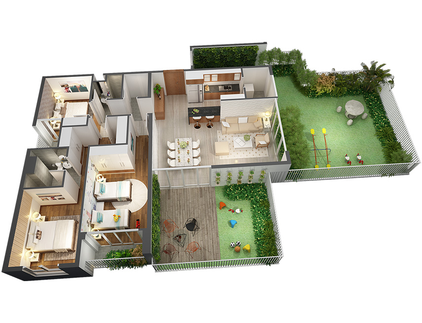 Căn hộ 3PN - 123.53m 3D