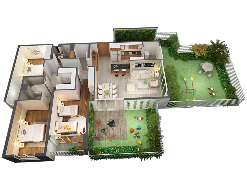 Căn hộ 3PN - 130.18m 3D