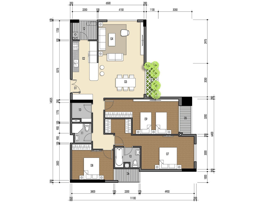 Căn hộ 3PN - 126.53m 2D