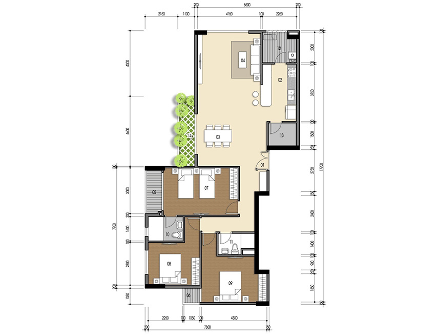 Căn hộ 3PN - 122.36m 2D