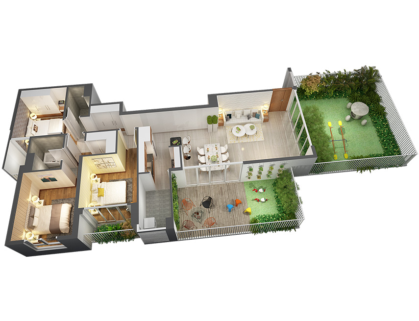 Căn hộ 3PN - 119.60m 3D