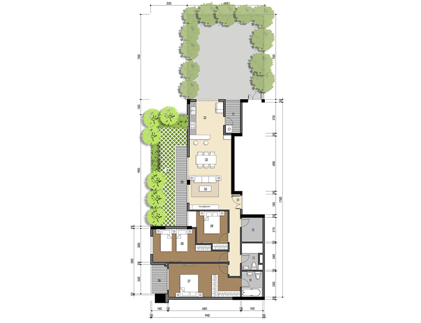 Căn hộ 3PN - 123.25m 2D