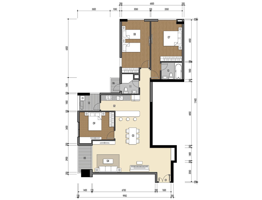 Căn hộ 3PN - 126.73m 2D