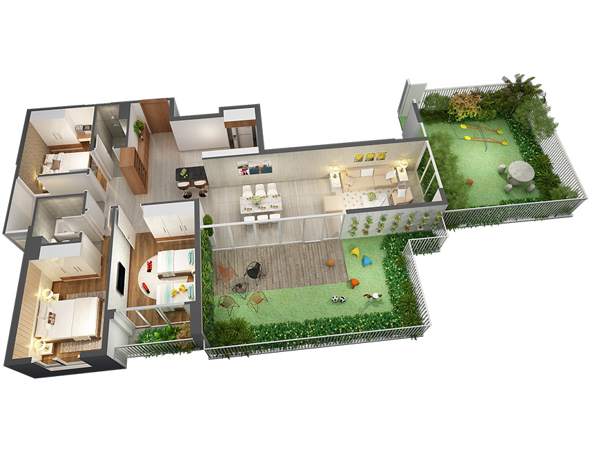 Căn hộ 3PN - 117.18m 3D