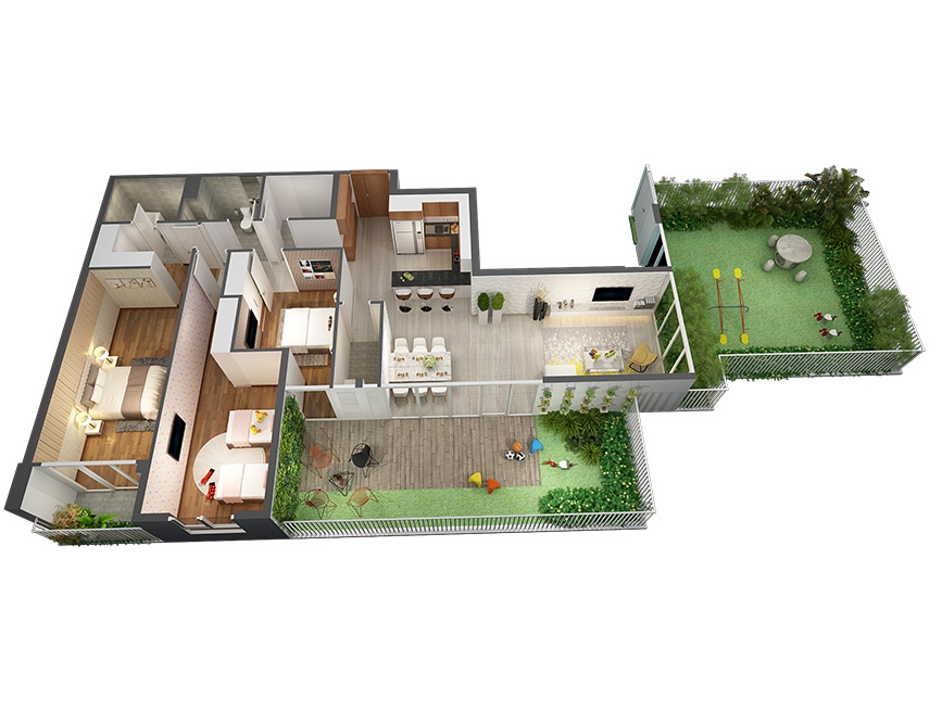 Căn hộ 3PN - 132.68m 3D