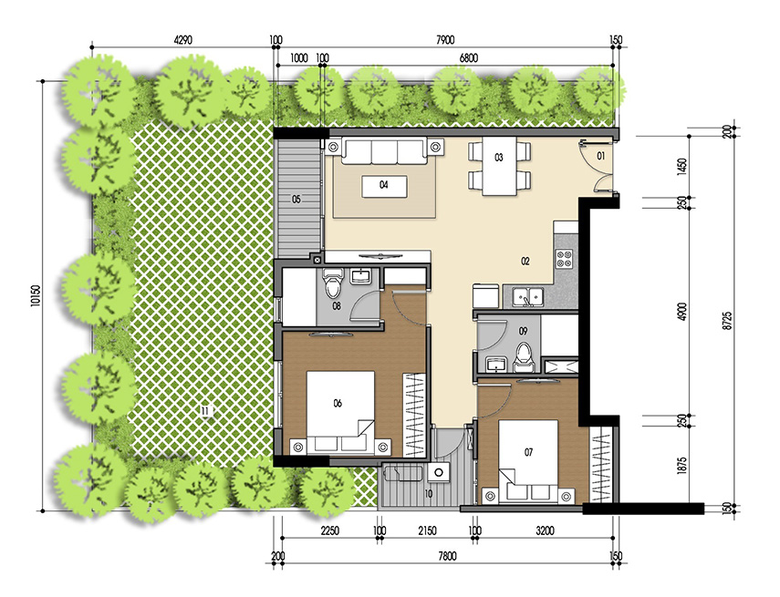 Căn hộ 2PN - 64.86m 2D