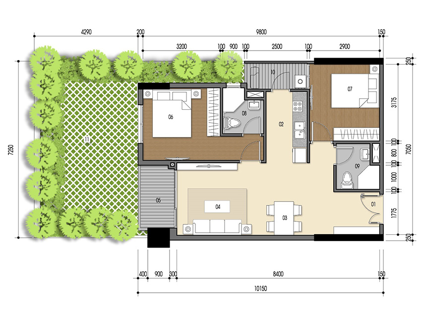 Căn hộ 2PN - 68.67m 2D