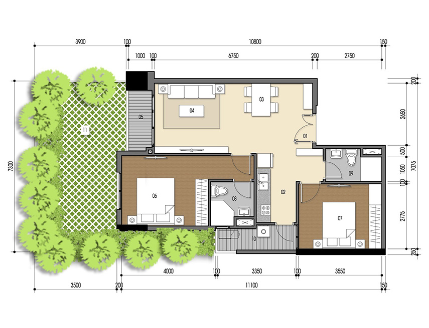 Căn hộ 2PN - 68.98m 2D