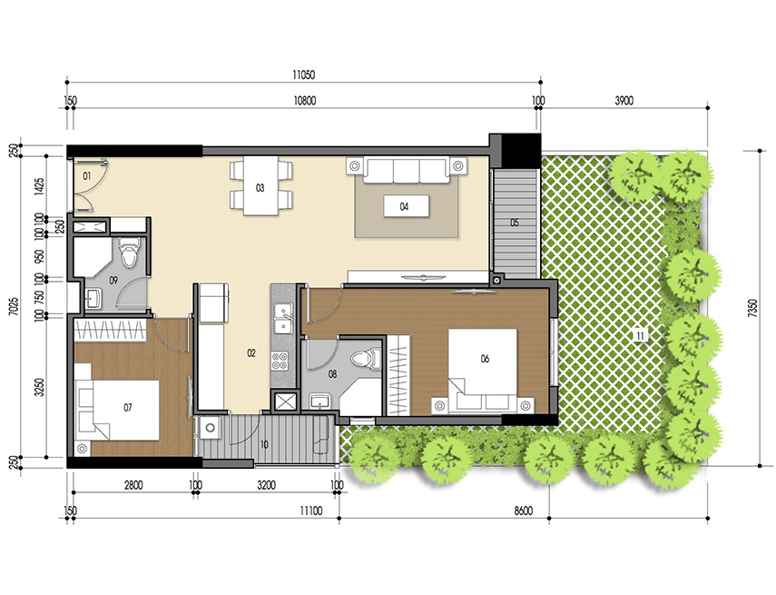 Căn hộ 2PN - 76.13m 2D