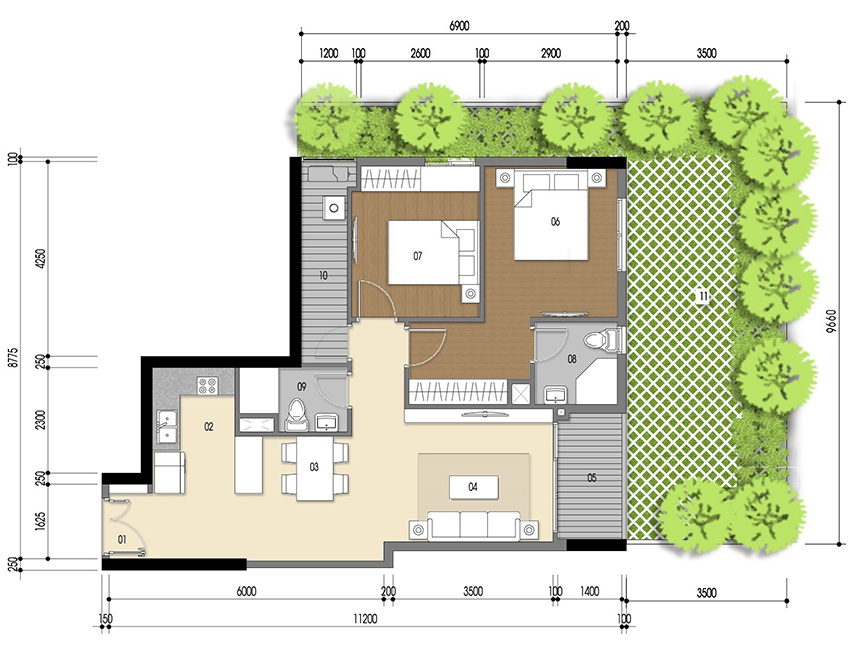 Căn hộ 2PN - 77.02m 2D