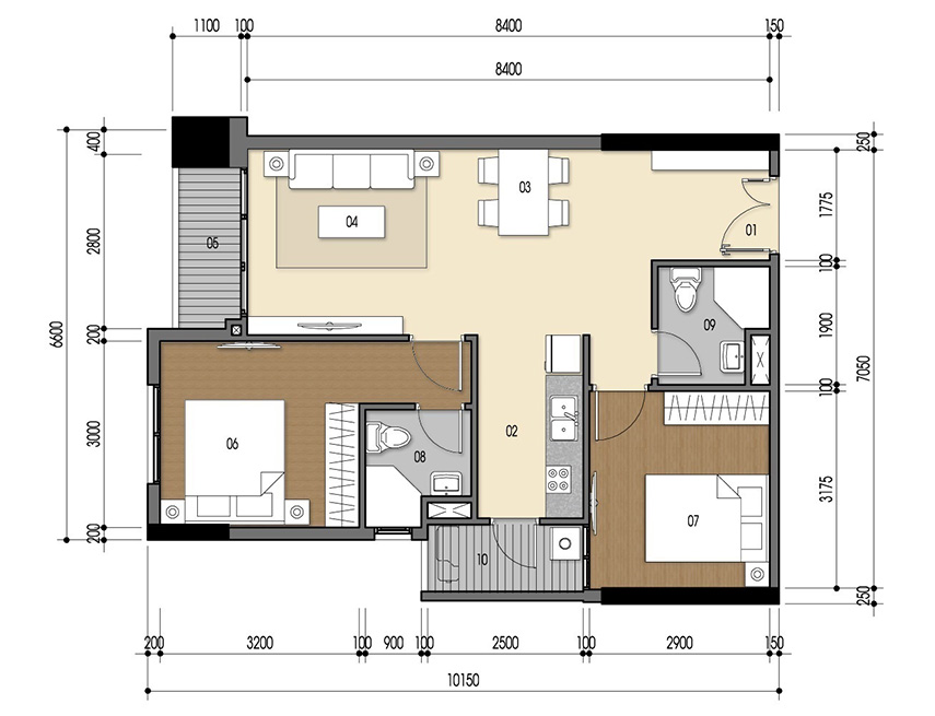 Căn hộ 2PN - 67.55m 2D
