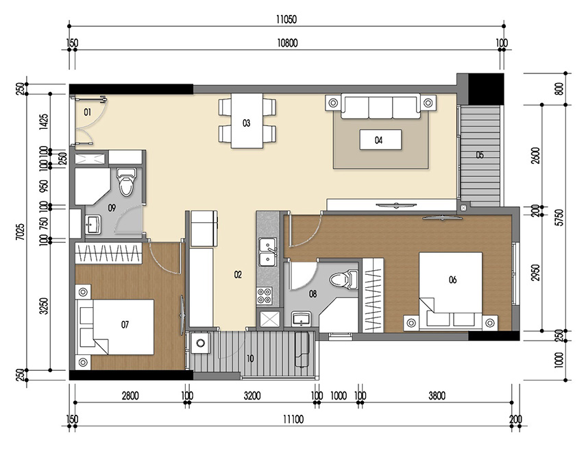 Căn hộ 2PN - 76.13m 2D