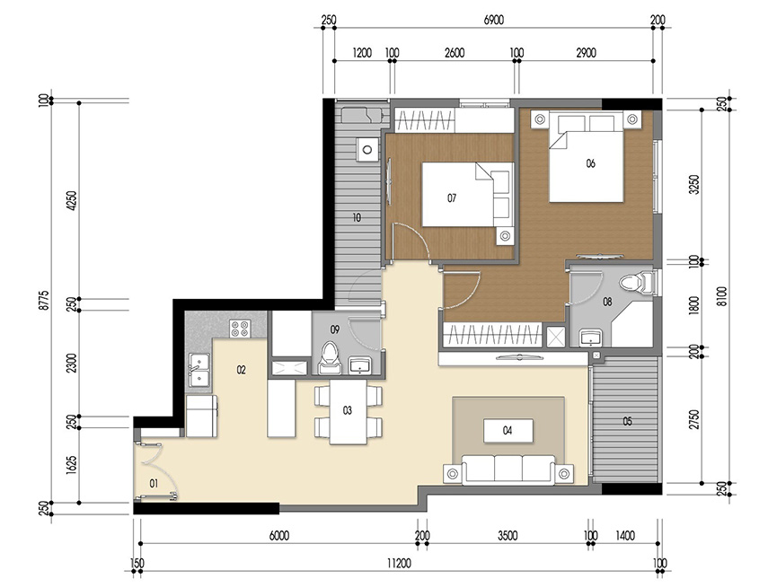 Căn hộ 2PN - 77.02m 2D