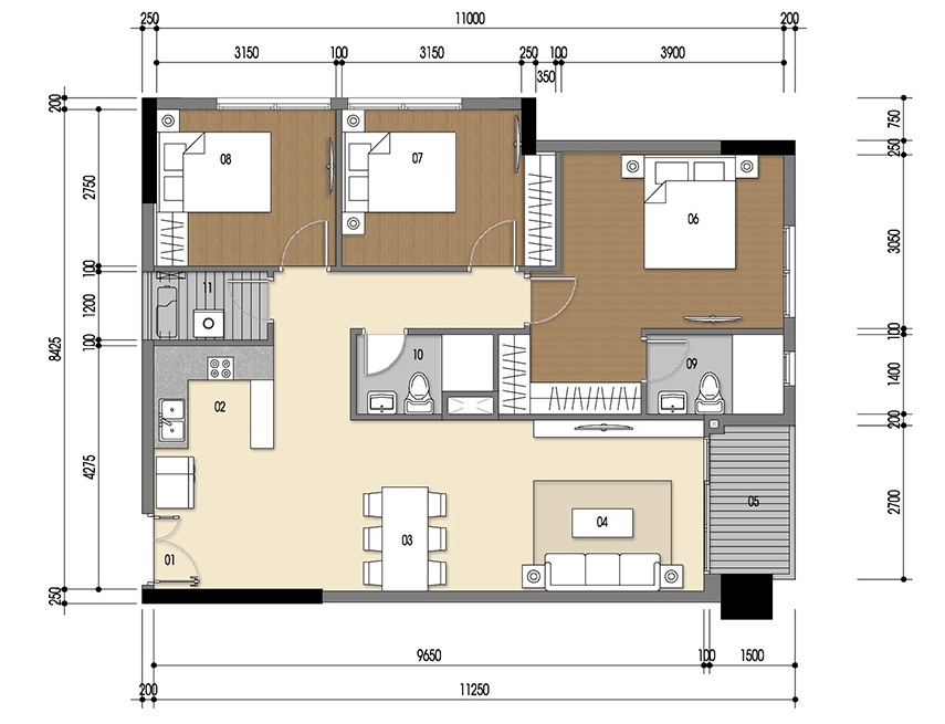 Căn hộ 3PN - 94.05m 2D